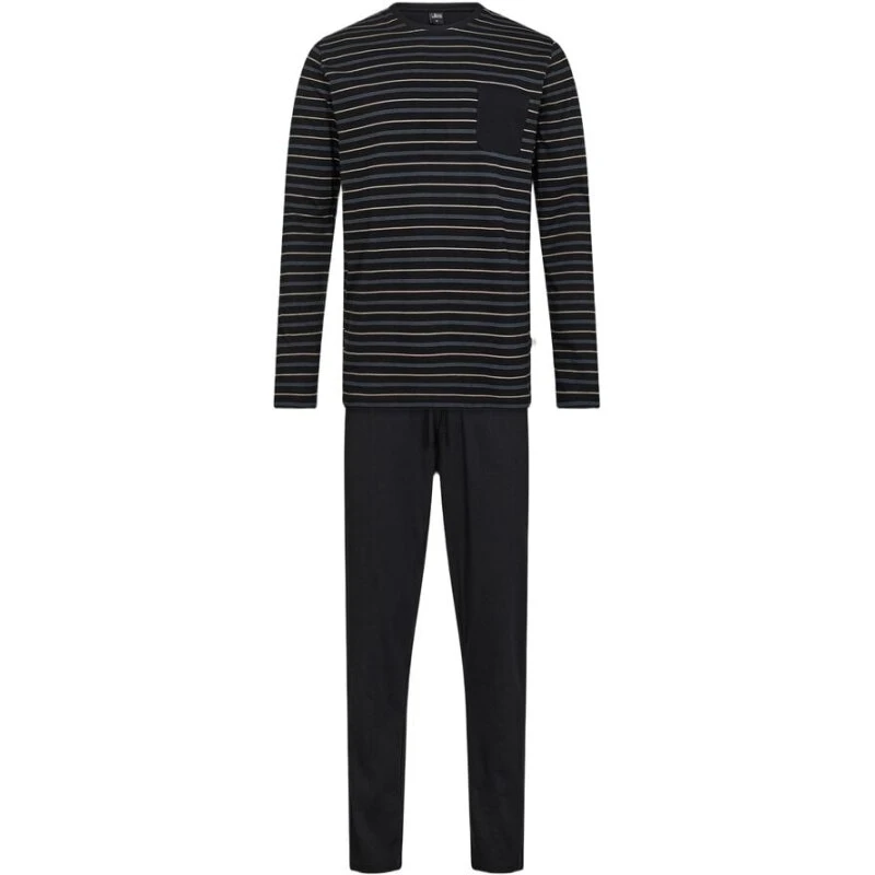 JBS Pyjamas i jersey - sort/blåstribet top og sorte bukser