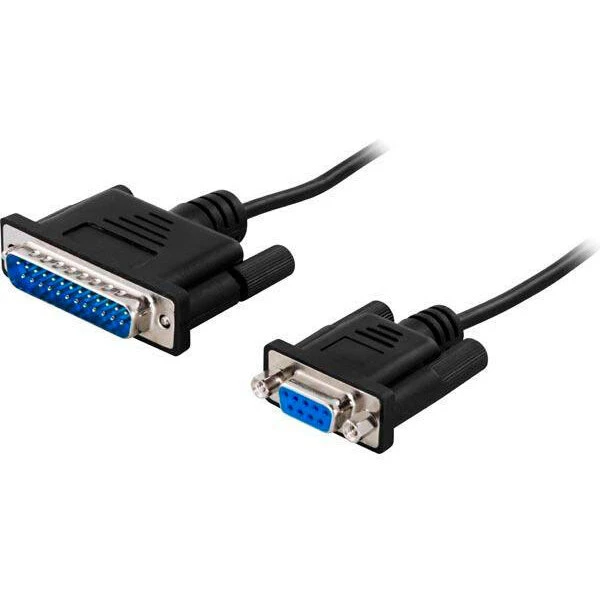 Deltaco RS232 kabel DB25 han til DB9 hun 3 m – sort