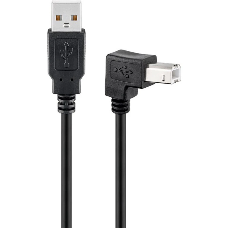 Goobay Vinkel USB-kabel A-B 3 m, 90° - sort