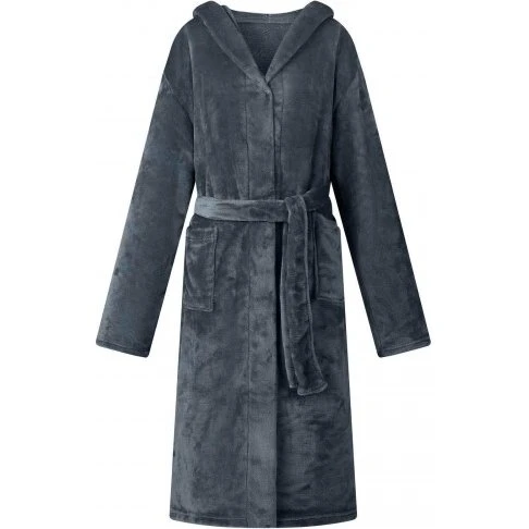 Uden mærke Badekåbe med hætte, mørkeblå – flannel