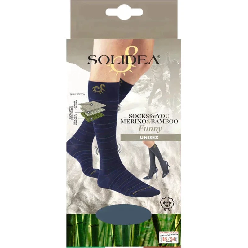 Solidea Merino Bambus Funny Knæhøjde Sokker 18-24mmHg Oliven