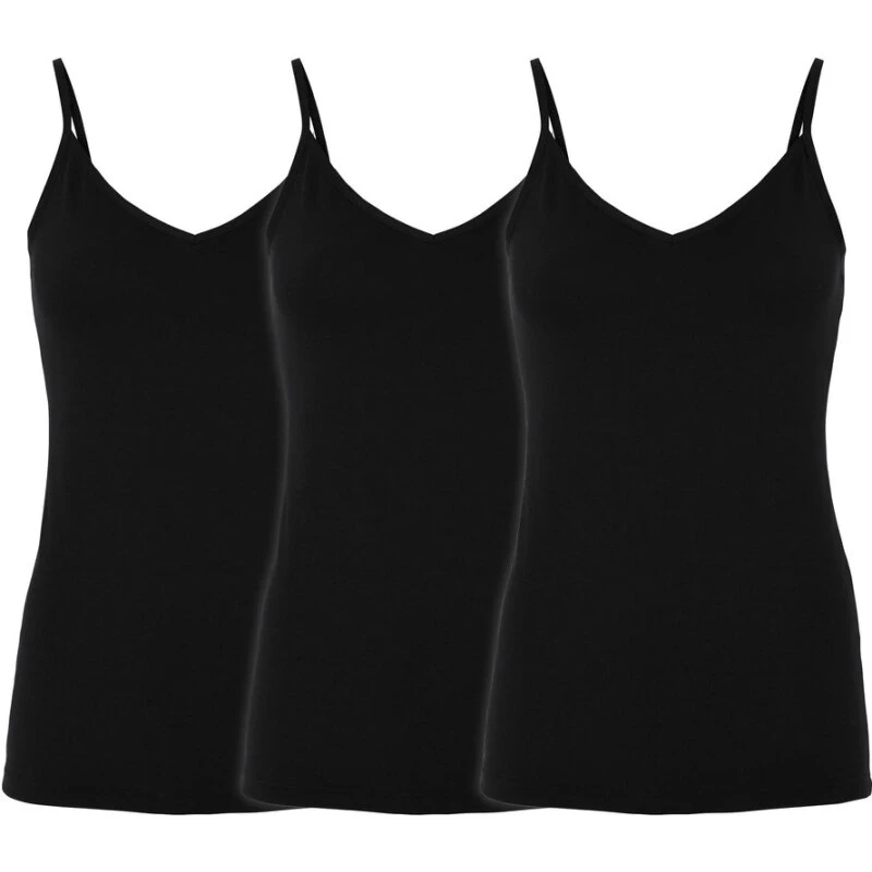 Decoy 3-pak stroptoppe i økologisk bomuld Sort XL