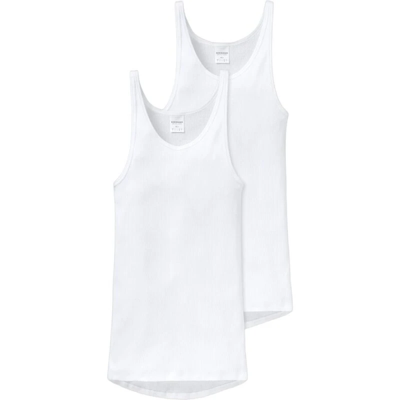 SCHIESSER Original Classics dobbelribb 2-pak – hvide undertrøjer