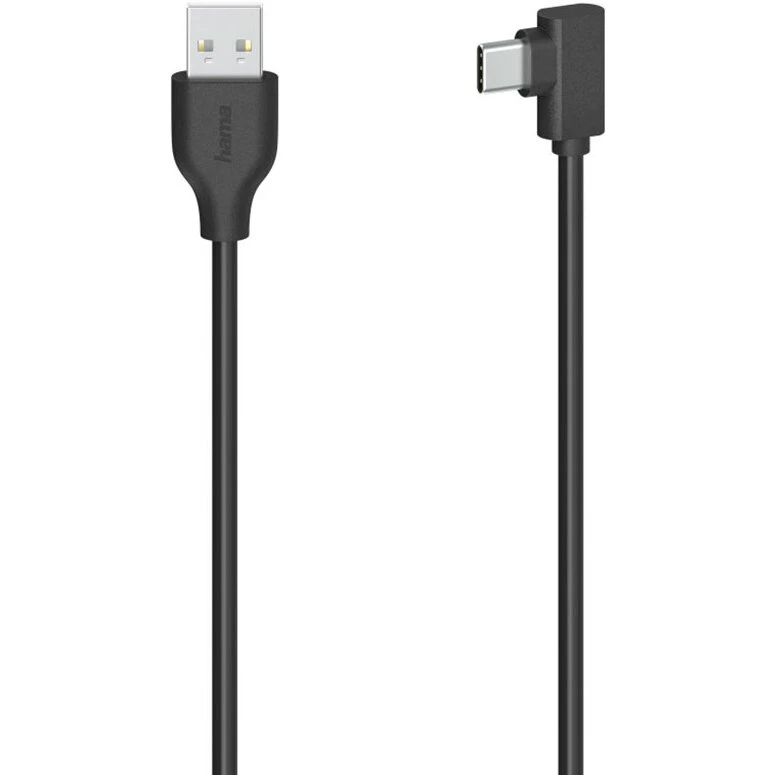 Hama USB 2.0 vinklet USB-A til USB-C kabel 75 cm, sort