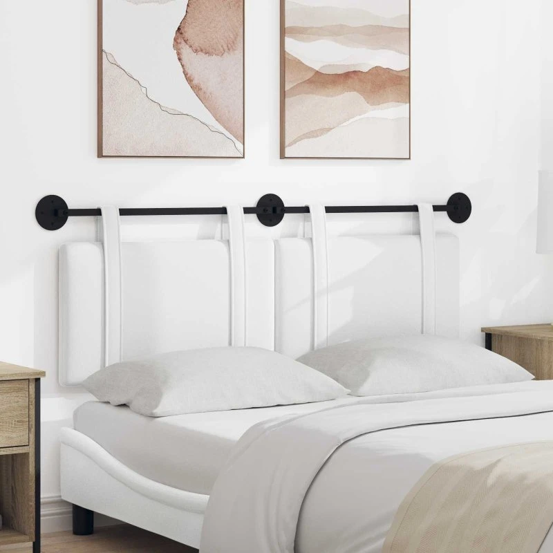 vidaXL Hængende sengegavl i hvidt stof, 150 × 55 cm