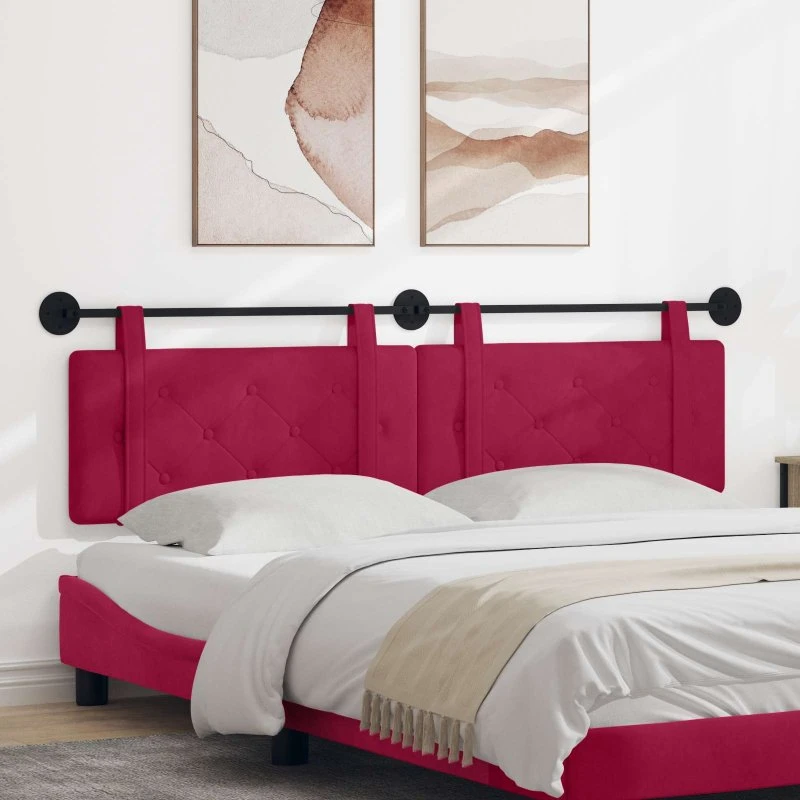 vidaXL Hængende sengegavl i vinrød fløjl, 190 × 55 cm