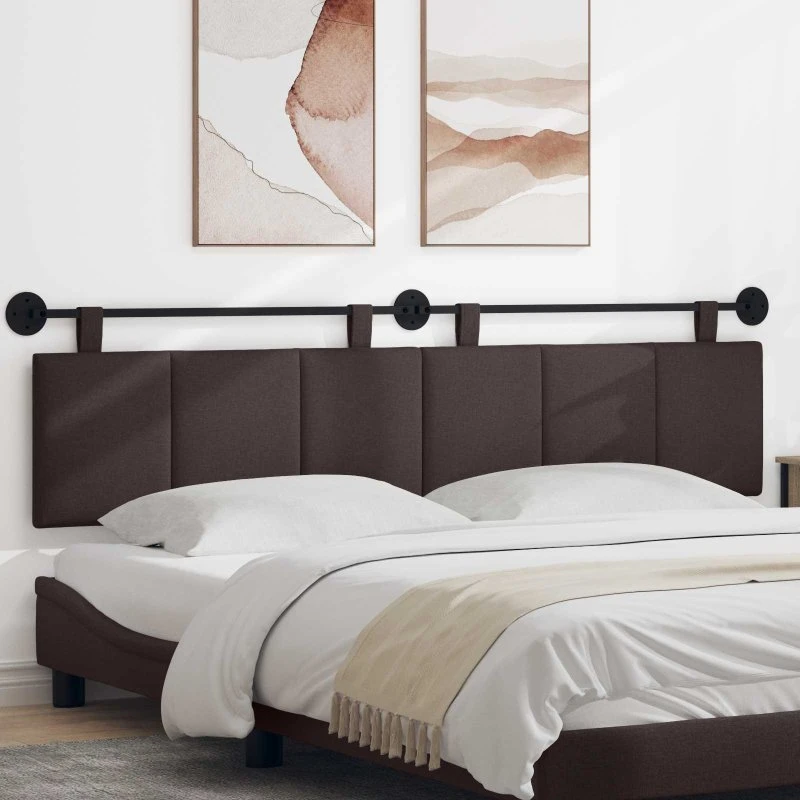 vidaXL Hængende sengegavl Mørk Brun Stof 210 × 55 cm