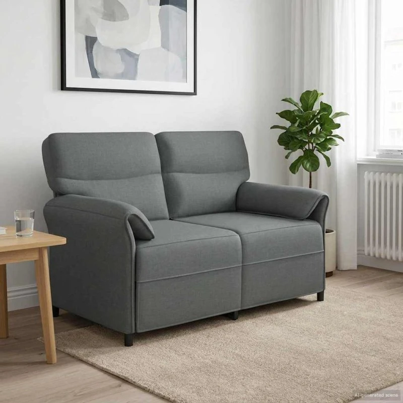 vidaXL 2-personers sofa i grå polyester med metalramme