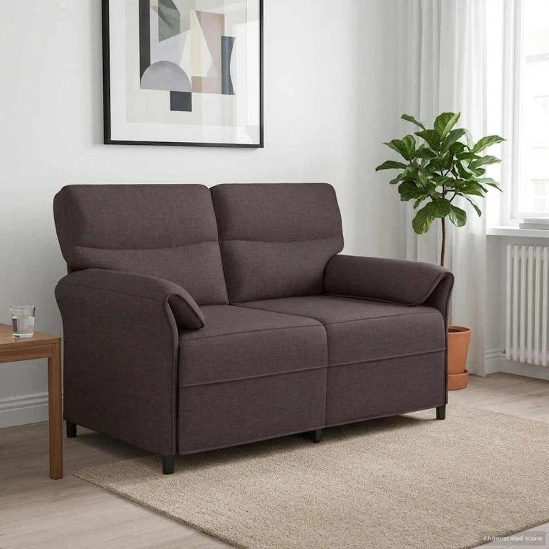 vidaXL Sofa 2-personers i mørkebrun polyester med metalramme