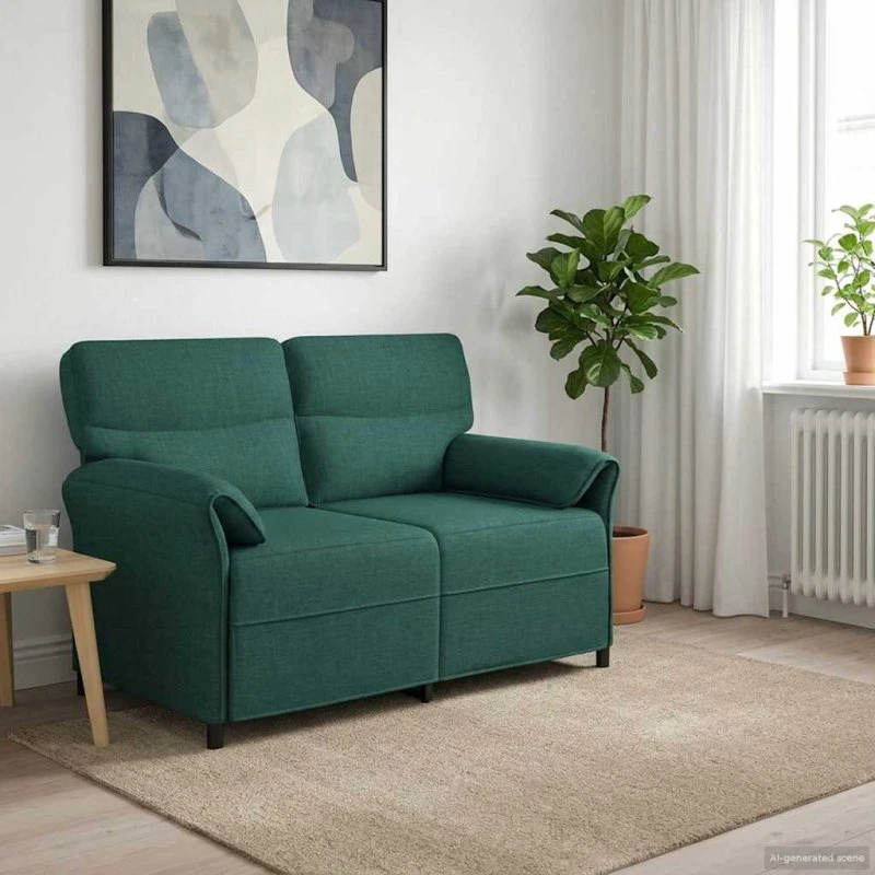 vidaXL Sofa 2-personers i mørkegrøn polyester og metalramme