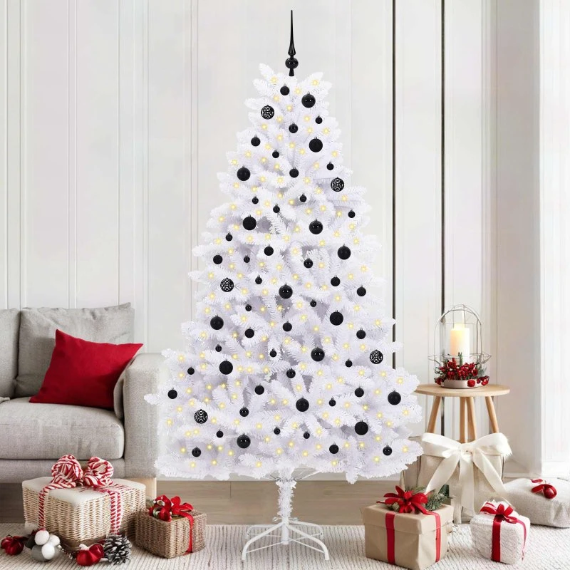 vidaXL Kunstigt Hvidt Juletræ 210 cm med 300 LED-lys