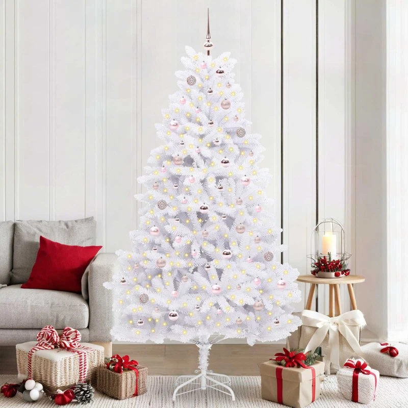 vidaXL Kunstigt Hvidt Juletræ 210 cm med 300 LED-lys