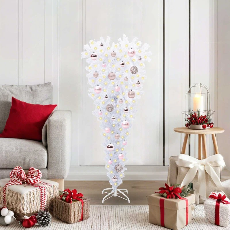 vidaXL Kunstigt juletræ med 150 LED'er, Hvid, 120 cm