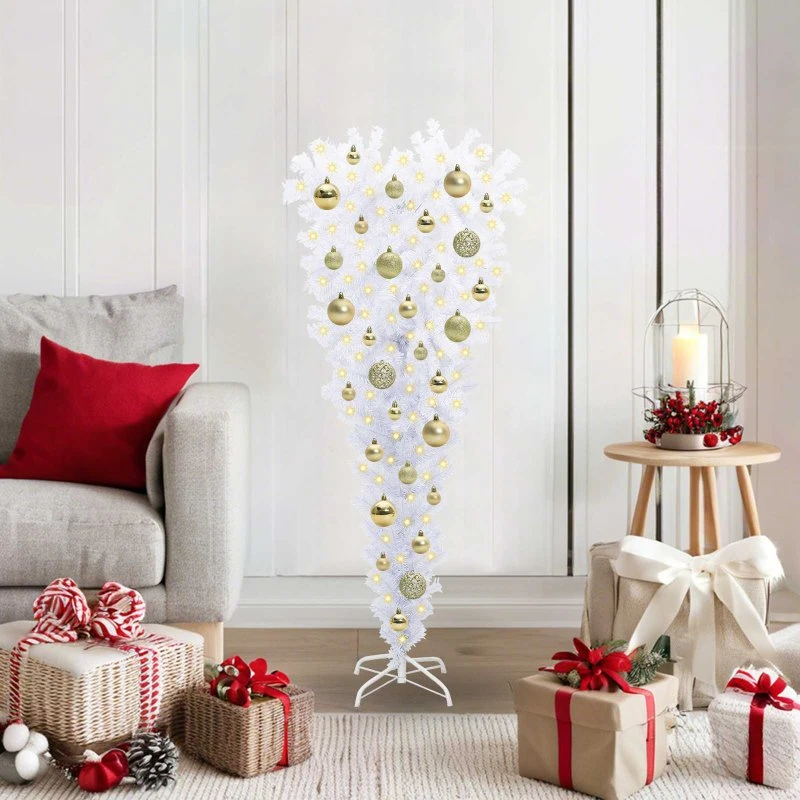 vidaXL Kunstigt juletræ med 150 LED'er, hvid, 120 cm