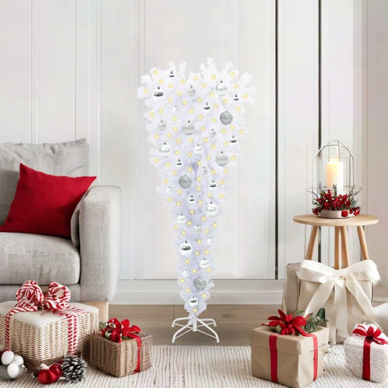 vidaXL Kunstigt juletræ med 150 LED'er, hvid, 120 cm