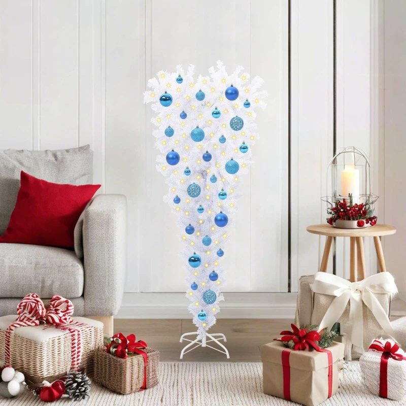vidaXL Kunstigt juletræ med 150 LED-lys, hvid, 120 cm