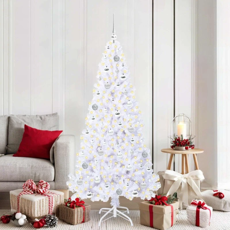 vidaXL Kunstigt juletræ 180 cm - Hvid med 300 LED-lys