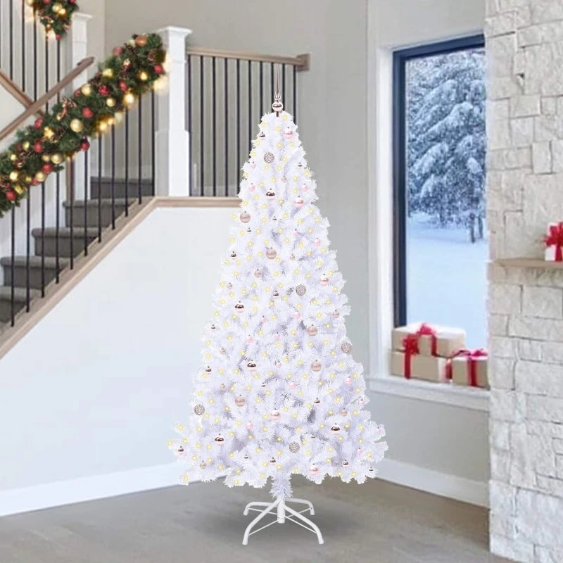 vidaXL Kunstigt juletræ med 300 LED'er, hvid, 240 cm