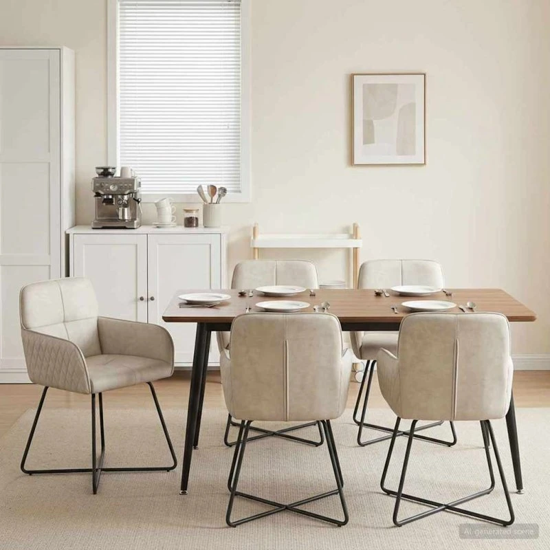 vidaXL Spisestole 6 stk. Fløjl Cremefarvet 59 x 56,5 x 86 cm