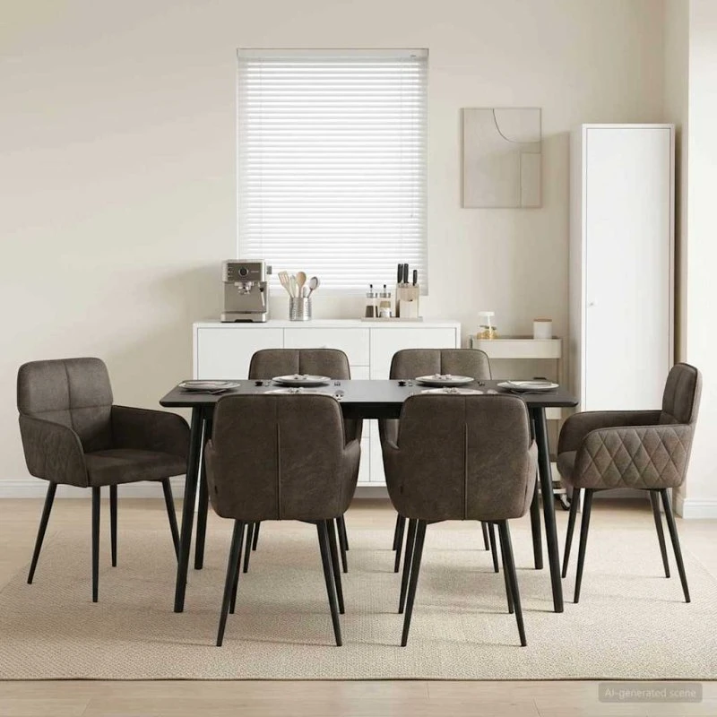 vidaXL Spisestole 6 stk. Faux Suede Læder Mørkegrå 59x56,5x85 cm