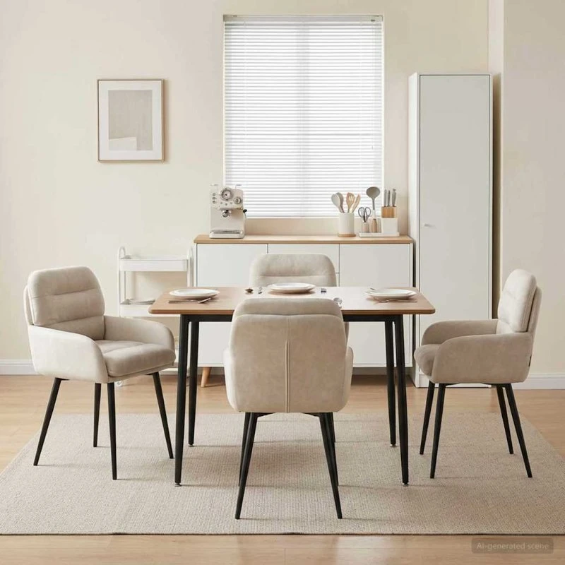 vidaXL Spisestole 4 stk. Fløjl Cremefarvet 59 x 59,5 x 90 cm