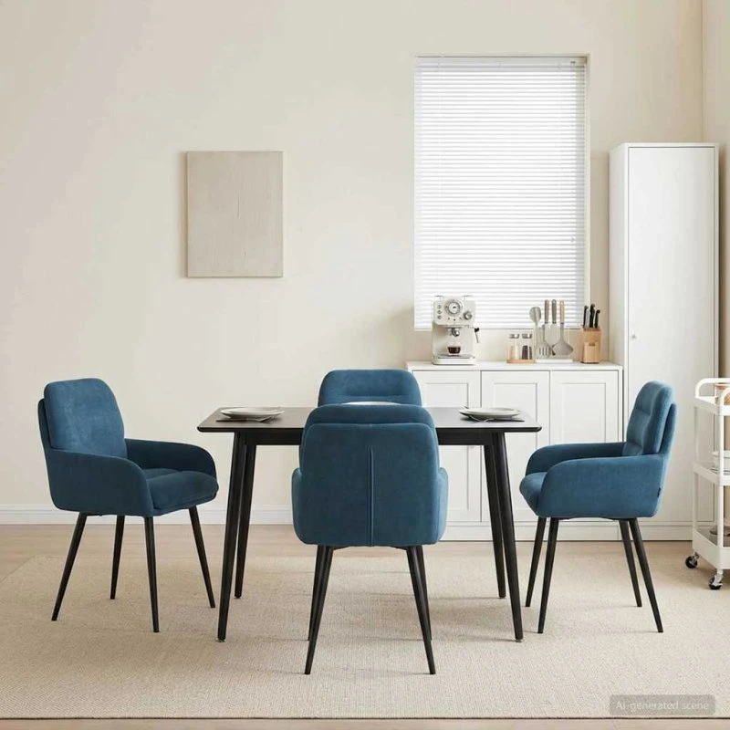 vidaXL Spisestole 4 stk. Fløjl Blå 59 x 90 cm