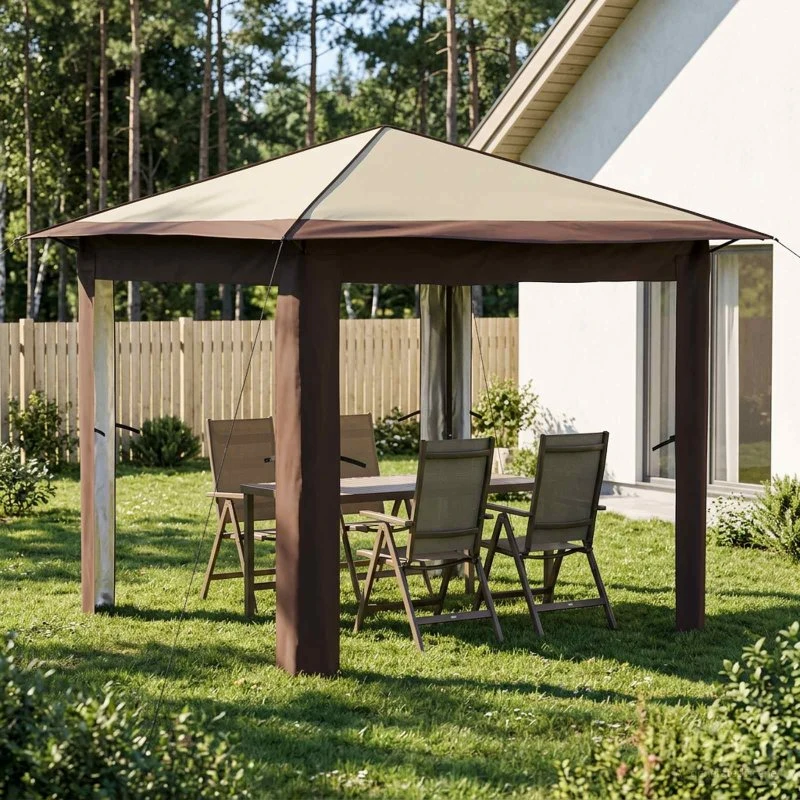 vidaXL Gazebo uden sider 2,6 x 2,6 m - Creme og Brun