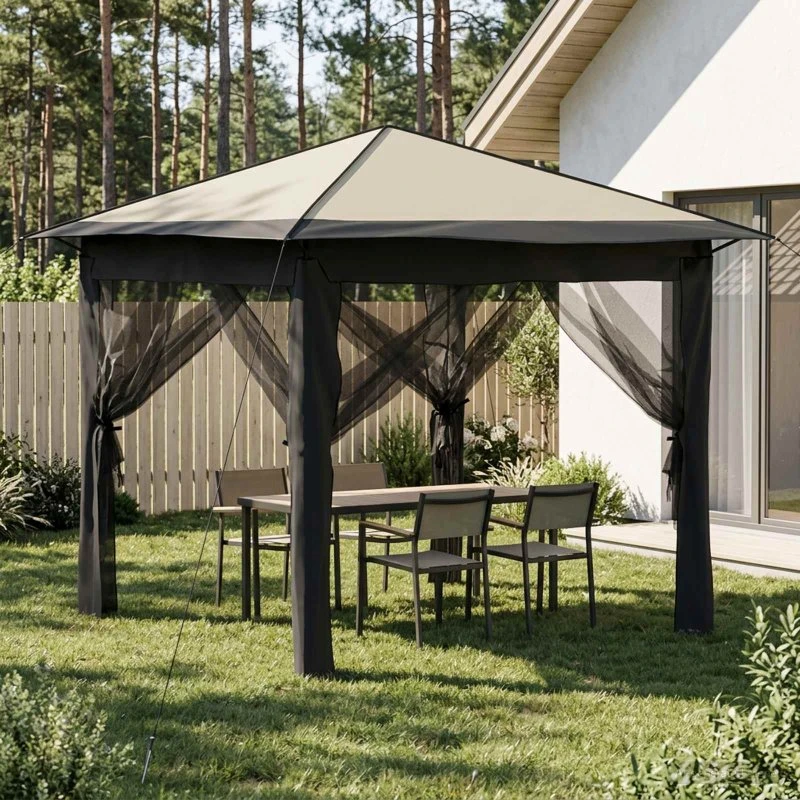 vidaXL Gazebo 2,6 x 2,6 m Creme & Antracit