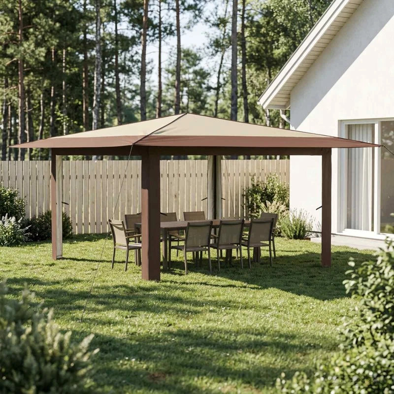 vidaXL Gazebo uden sidevæg 4 x 4 m - Creme og Brun