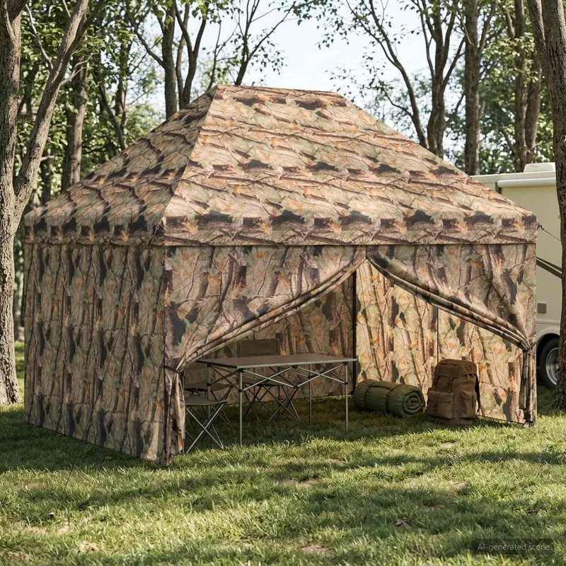 vidaXL Pop-up Skur med 4 Sidevægge 3 x 4 m Skov Camouflage