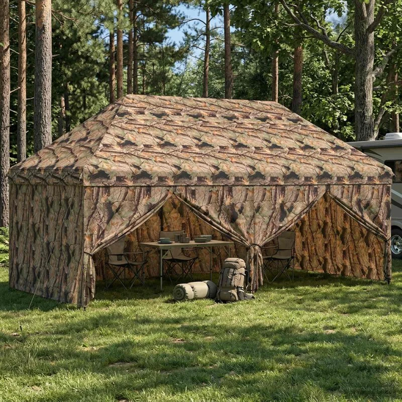 vidaXL Pop-up Skur med 4 Sidevægge 3 x 6 m Skov Camouflage