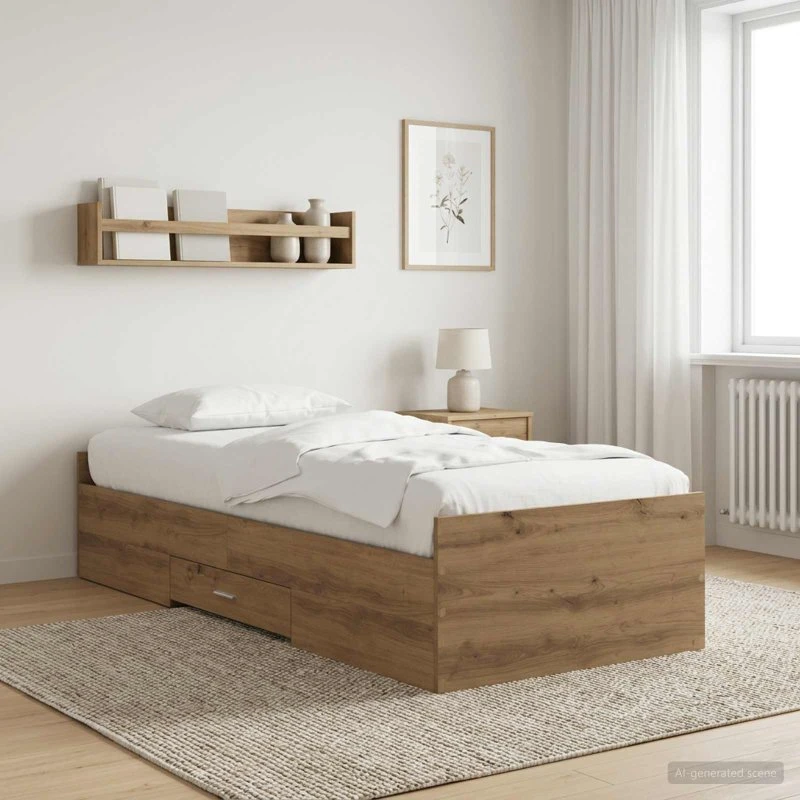 vidaXL Sengestel med opbevaring, Artisan-eg, 80 x 200 cm