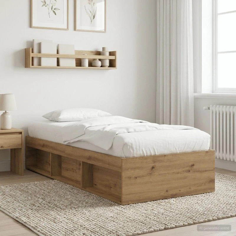 vidaXL Sengestel med opbevaring, Artisan-eg, 80 x 200 cm