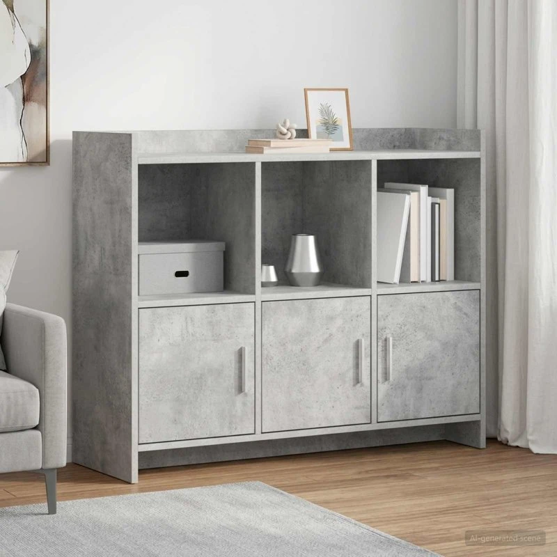vidaXL Sideboard Betongrå 98,5 x 33 x 80 cm