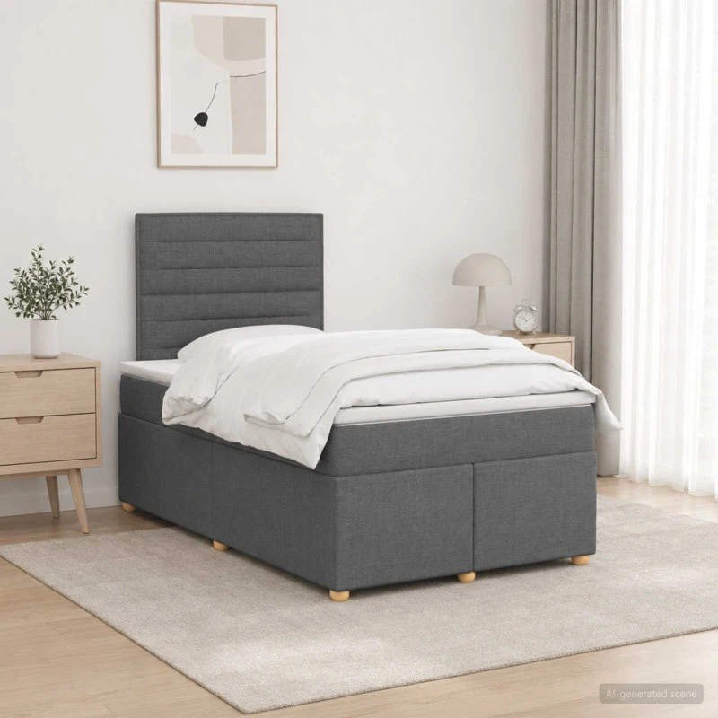 vidaXL Boxmadras med topmadras Mørkegrå 120 x 200 cm