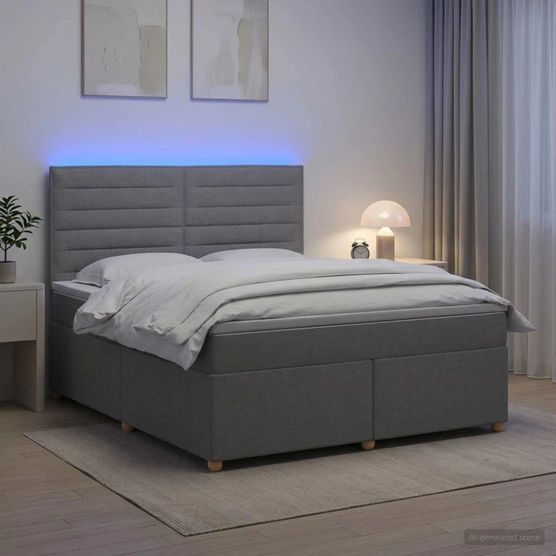 vidaXL Boxmadras med topmadras, Lysegrå, 140 x 190 cm