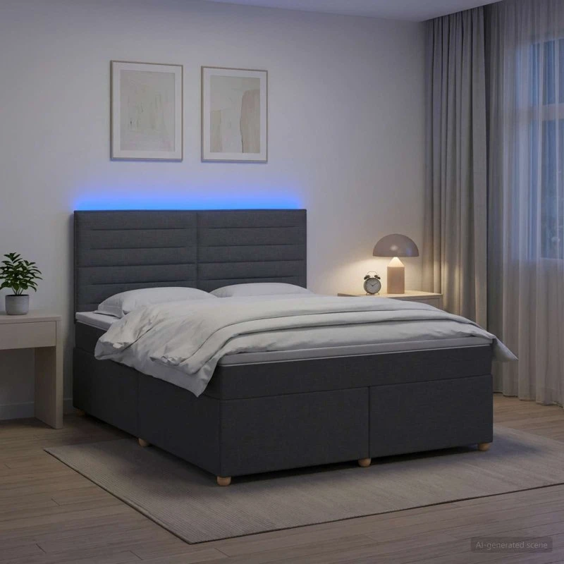 vidaXL Boxmadras med topmadras Mørkegrå 140 x 190 cm