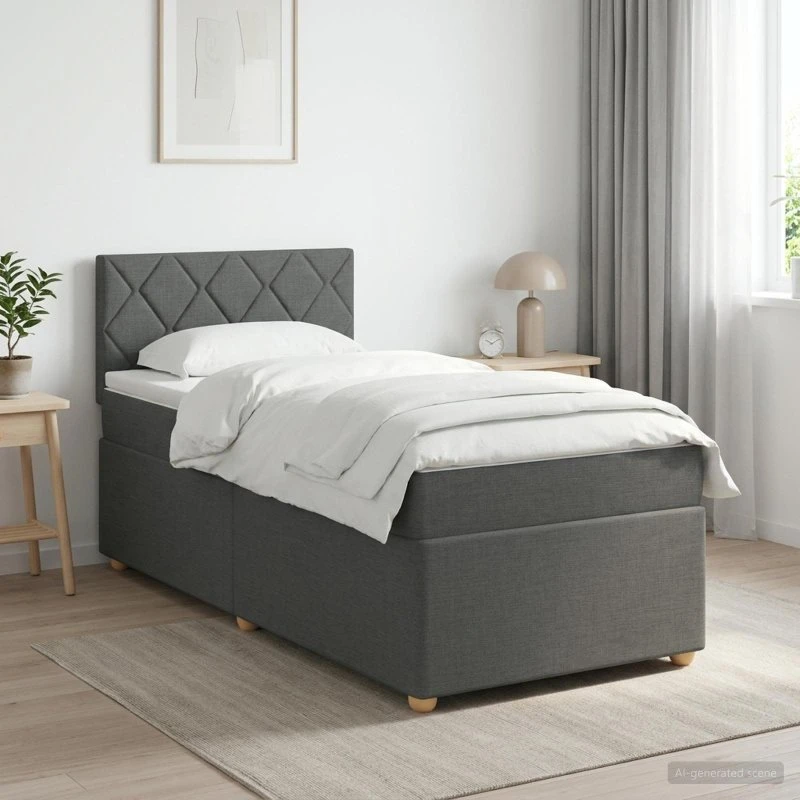 vidaXL Boxmadras med topmadras Mørkegrå 90 x 200 cm