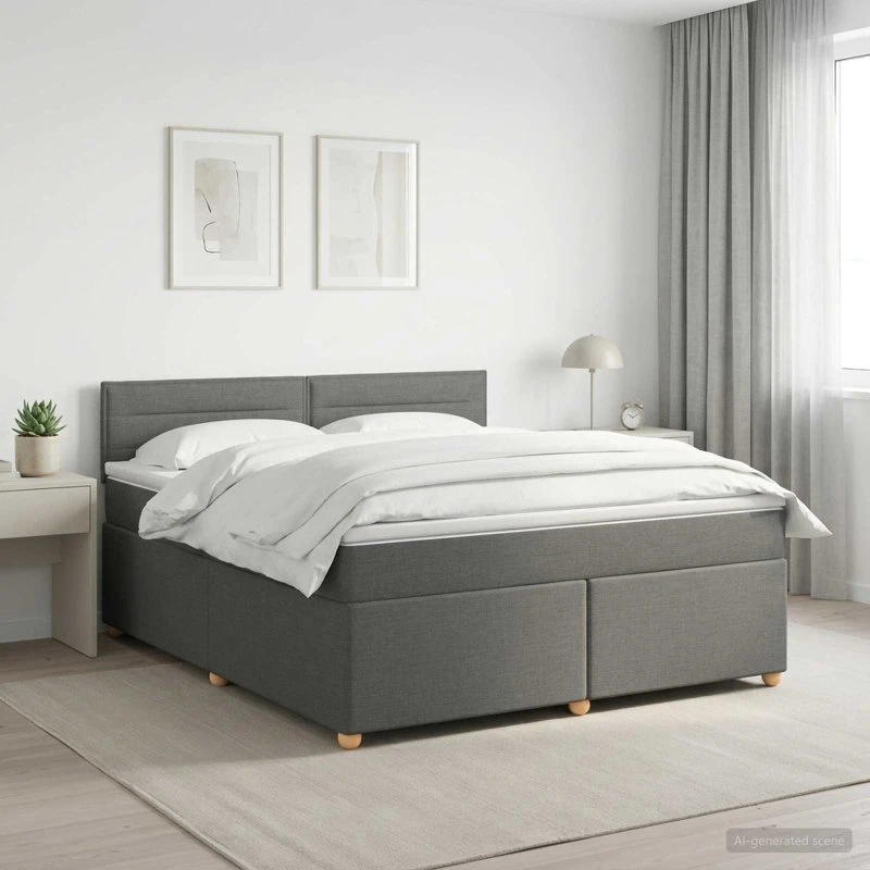 vidaXL Boxmadras med topmadras, Mørkegrå, 140 x 190 cm