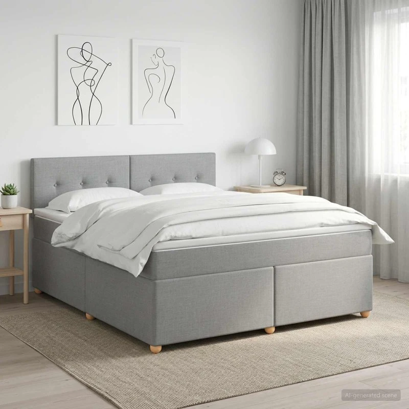 vidaXL Boxmadras med topmadras, lysegrå, 140 x 200 cm