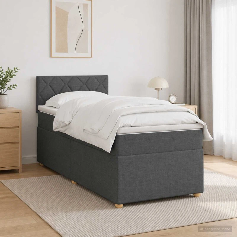 vidaXL Boxmadras med topmadras Mørkegrå 90 x 190 cm