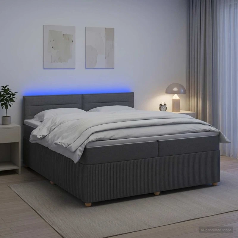 vidaXL Boxmadras med topmadras Mørkegrå 200 x 200 cm