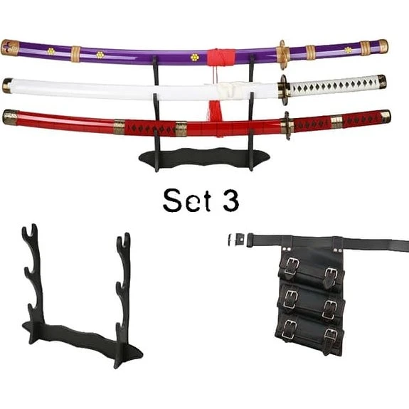 Anime Katana Bambus Sværd Sæt med Bælte og Holder