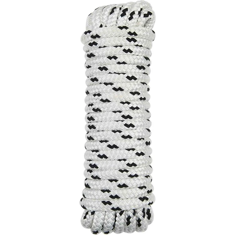 vidaXL Bådsnor 14 mm 9 m Hvid/Sort Polyester