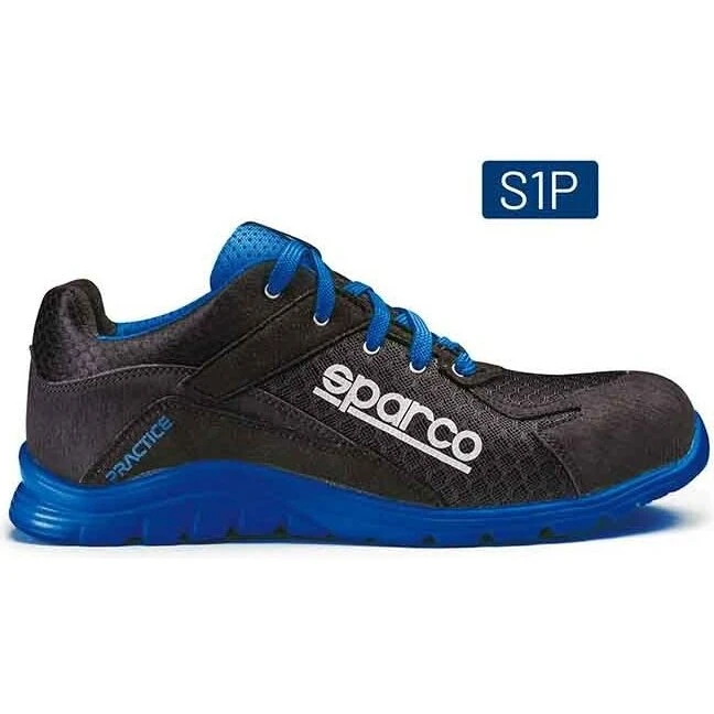 Sparco Practice S1P letvægts sikkerhedssko - Sort/Blå, EU 45