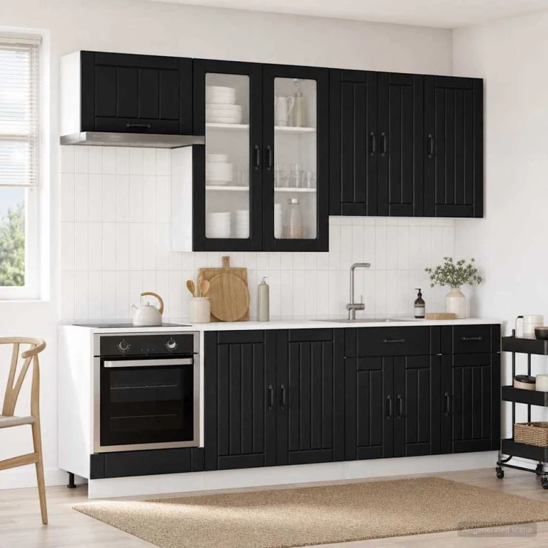 vidaXL LUCCA Køkkenenhed, 8 dele, Sort