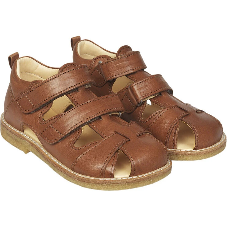 Angulus Sandal med velcro, cognac (lukket tå)