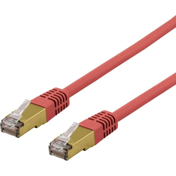 DELTACO S/FTP Cat6a Patchkabel, 1,5m, Rød, LSZH
