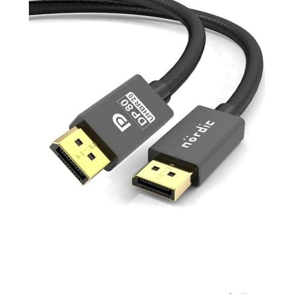 NÖRDIC DisplayPort 2.1 Kabel 3m - UHBR20 80Gbps Nylon Flettet