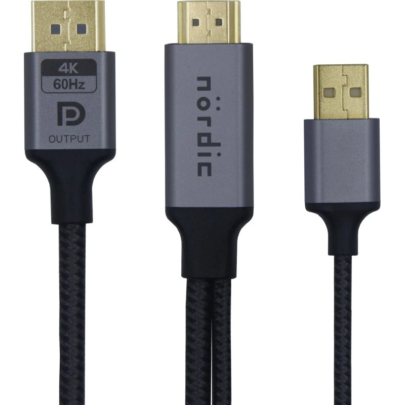 NÖRDIC HDMI til Displayport-kabel 1m 4K60Hz